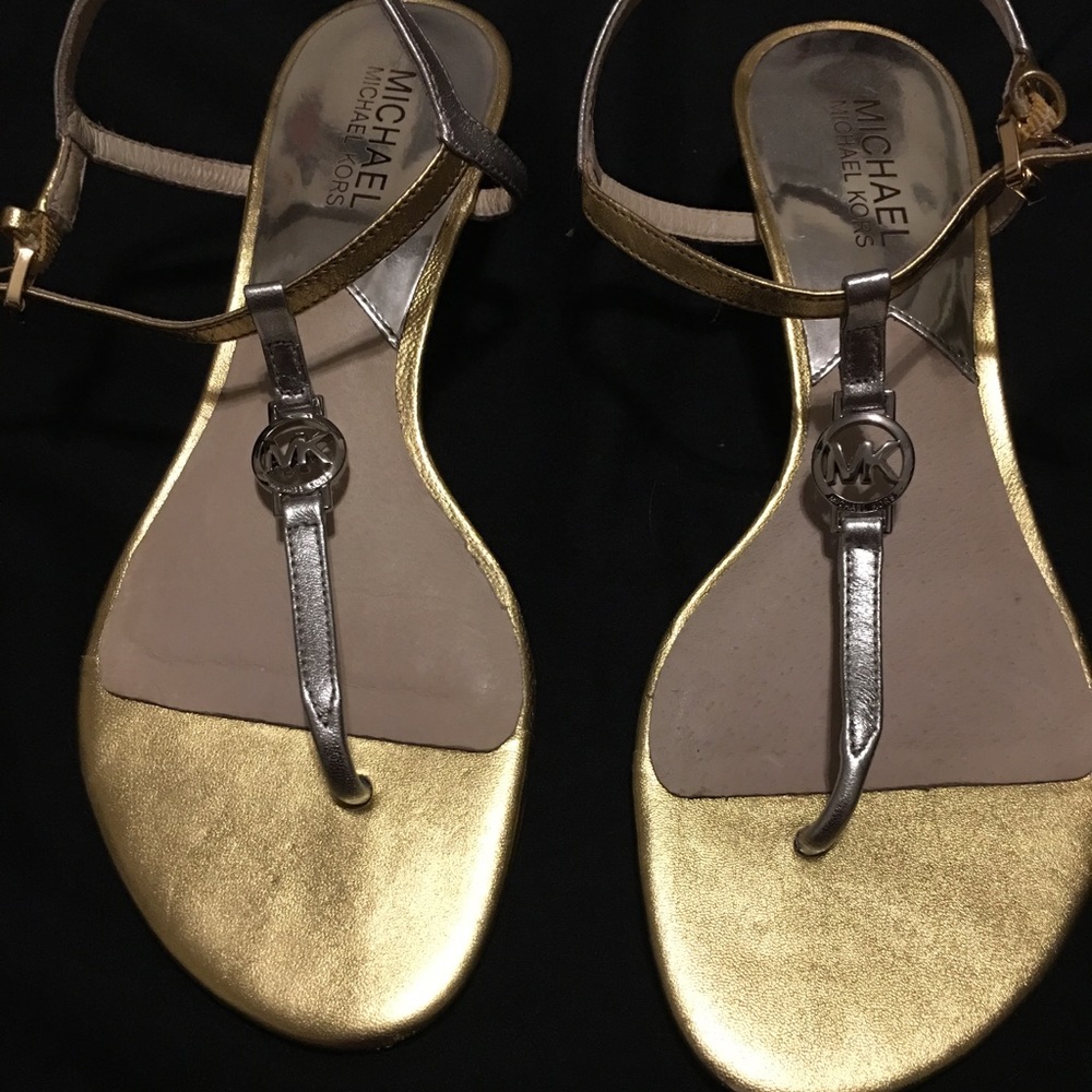 MK Mixed Metal T-strap sandal